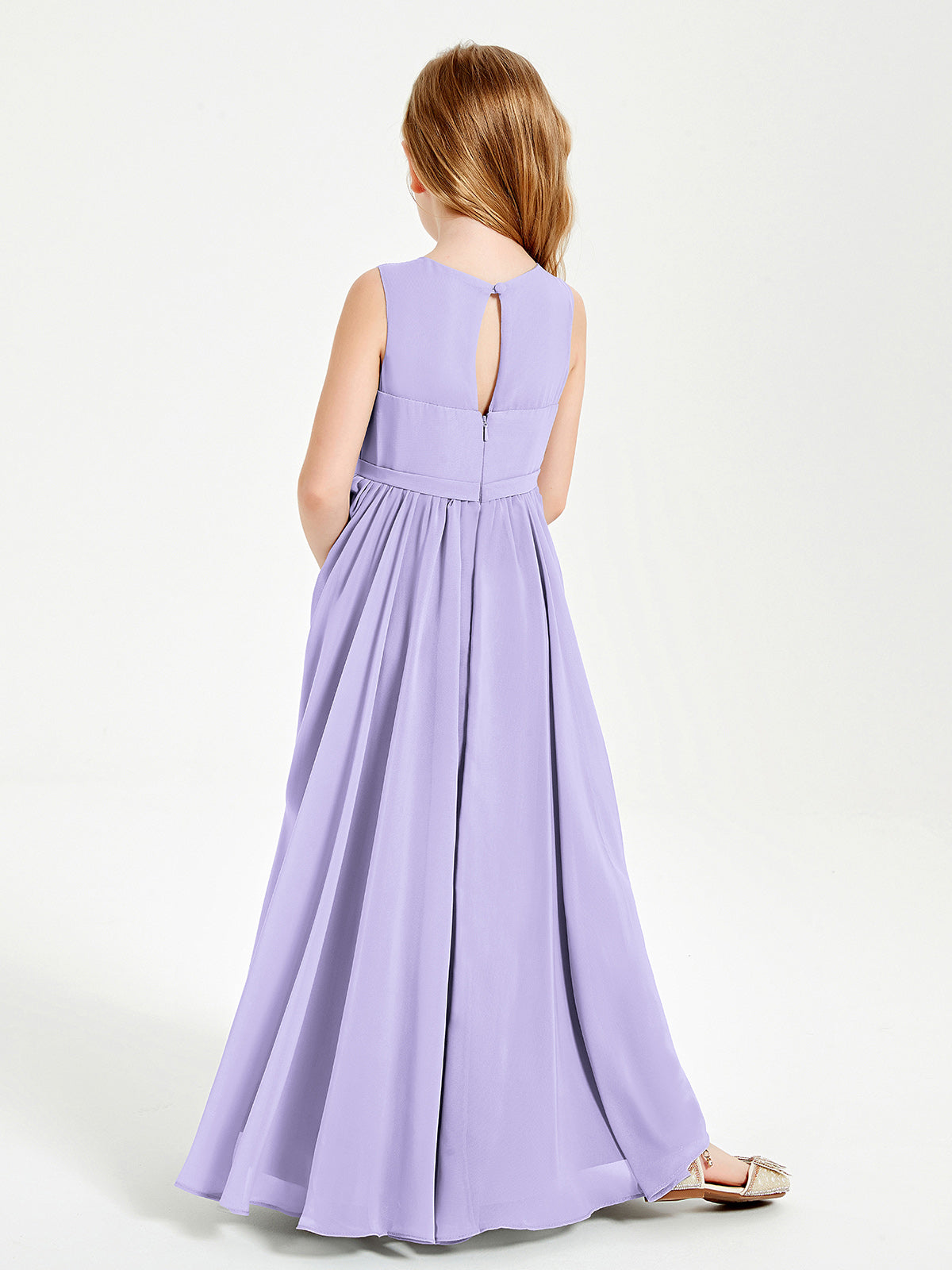 Chic Elegant Sleeveless Dresses for Junior Bridesmaids Lilac